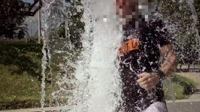 wet-in-public-fountain-and-muddy-sneaker