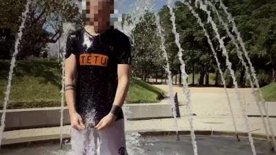 wet-in-public-fountain-and-muddy-sneaker