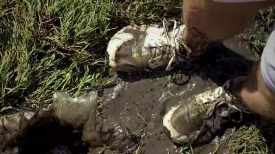 wet-in-public-fountain-and-muddy-sneaker